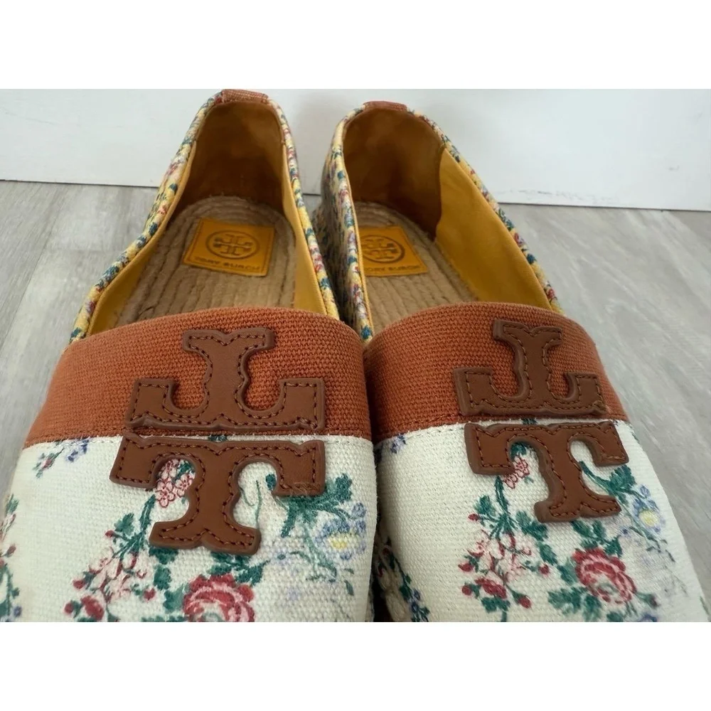 Tory Burch Weston Flat Espadrille Printed Canvas Size 8.5 French Paisley Floral - Picture 5 of 12